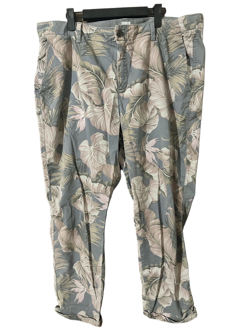 GAP Girlfriend Chinos Tropical Print Cotton Blend Stretch Pink Grey Size 18